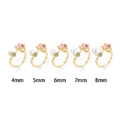 Lotus Brass Enamel Cuff Rings Setting&nbsp;KK-T079-14G
