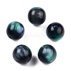 樹脂ビーズ  天然石風  ラウンド  ライトシーグリーン  12x11.5mm  穴：1.5~3mm&nbsp;X-RESI-N034-01-M05