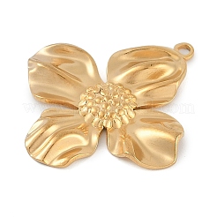 304ステンレスペンダント  花のチャーム  ゴールドカラー  32.5x29.5x3mm  穴：1.6mm&nbsp;STAS-M078-03D-G