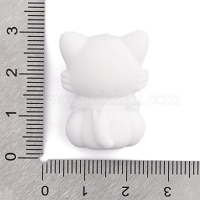 シリコンビーズ  猫の形  ホワイト  28x20.5x16.5mm  穴：2mm&nbsp;SIL-S010-04A-1