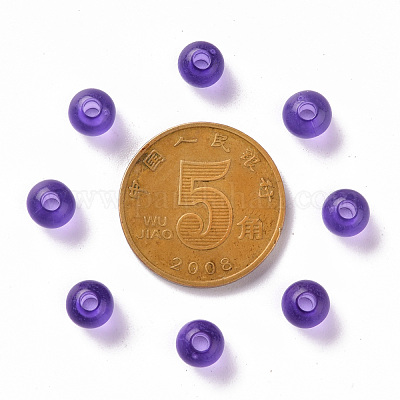 透明なアクリルビーズ  ラウンド  青紫色  6x5mm  穴：1.8mm  約4400個/500g&nbsp;MACR-S370-A6mm-748-1