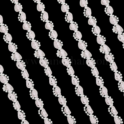 ポリエステルレースリボン  プラスチックパール付き  ピンク  3/8~1/2インチ（11~13mm）&nbsp;OCOR-WH20001-83B-1