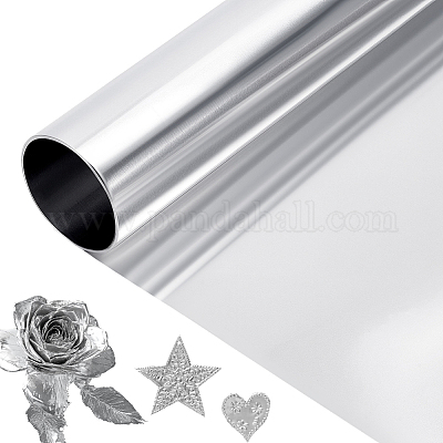 工芸用絵画エンボス加工用アルミホイル紙ロール 銀 400x0.07mm 5 m