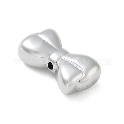メッキアクリルビーズ  蝶結び  銀メッキ  16x29x8.5mm  穴：2.2mm&nbsp;PACR-Q008-19S-1
