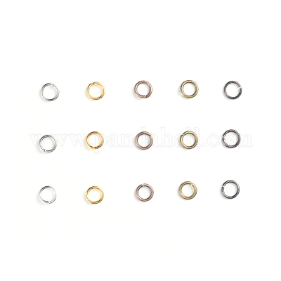 真鍮製オープンタイプ丸カン  ラウンド  ミックスカラー  18ゲージ  6x1mm  内径：4mm  500グラム&nbsp;KK-JQ0001-02-6mm-1