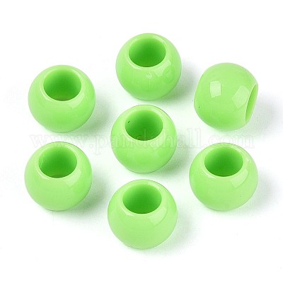 不透明なアクリルビーズ  ラウンド  芝生の緑  12x9.8mm  穴：6.5mm  約850個/500g&nbsp;SACR-N018-05G-1