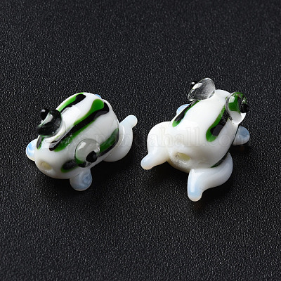 手作りランプワークビーズ  カエル  ホワイト  14.5~15.5x11~13x9mm  穴：1.2mm&nbsp;LAMP-T011-13F-1