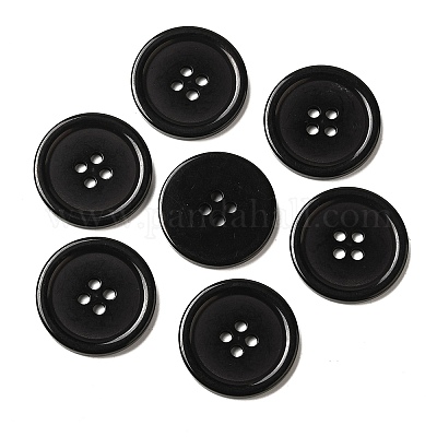 樹脂ボタン  染め  フラットラウンド  ブラック  30x3mm  穴：3mm  98個/袋&nbsp;RESI-D030-30mm-02-1