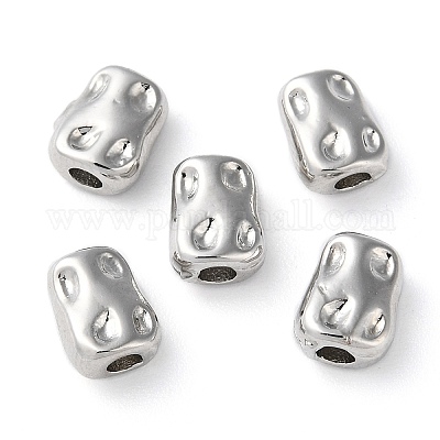 ラックメッキ真鍮スペーサービーズ  ナゲット  プラチナ  7.5x6x3.5mm  穴：1.6~1.8mm&nbsp;KK-WH0084-13C-P-1