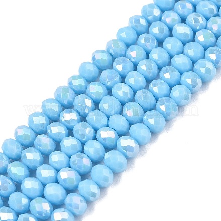 Electroplate Glass Beads Strands EGLA-A044-P4mm-B08-1