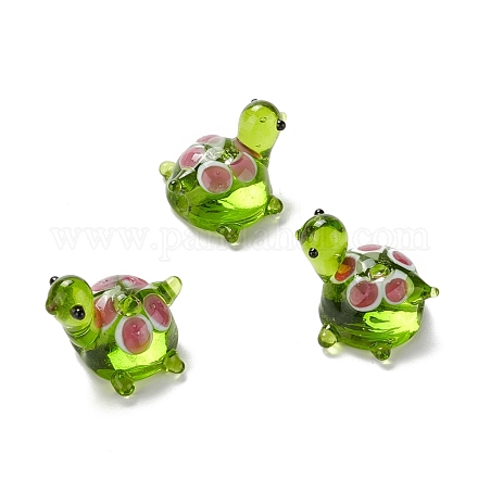 手作りランプワークビーズ  カメ  黄緑  18.5~20x14.5~17.5x16.5mm  穴：1.8mm&nbsp;LAMP-D015-03-1