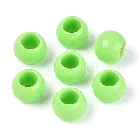 不透明なアクリルビーズ  ラウンド  芝生の緑  12x9.8mm  穴：6.5mm  約850個/500g&nbsp;SACR-N018-05G-1