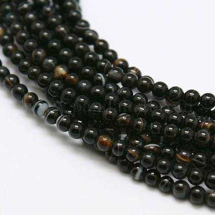 天然石黒瑪瑙ビーズ連売り ラウンド 染め&加熱 3mm 穴:0.8mm 約126個/連 16インチ G-A130-3mm-K01-1