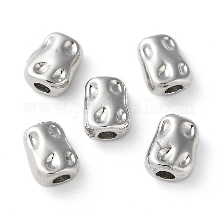 ラックメッキ真鍮スペーサービーズ  ナゲット  プラチナ  7.5x6x3.5mm  穴：1.6~1.8mm&nbsp;KK-WH0084-13C-P-1