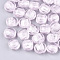 Handmade Silver Foil Lampwork Glass Beads, Flat Round, Pink, 12~13.5x11.5~13.5x7.5~8.5mm, Hole: 1~2mm