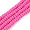 Handmade Polymer Clay Beads Strand, Hexagon, Hot Pink, 6x6.5x3.5mm, Hole: 1.4mm, about 109~110pcs/strand, 15.63~15.79 inch(39.7~40.1cm)