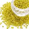 Glass Bugle Beads, Silver Lined, Yellow, 1.8~2.2x1.8~2mm, Hole: 0.8~0.9mm, about 15000pcs/pound