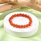 Dyed Natural Carnelian Beaded Stretch Bracelets, Round, 2 inch(5.2cm), Bead: 8mm