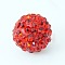 DIY Pave Disco Ball Beads, Polymer Clay Grade A Rhinestone Beads, Round, Light Siam, 10mm, Hole: 1.2~1.7mm