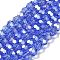 Transparent Glass Beads, 32 Facets, AB Color Plated, Round, Cornflower Blue, 6x5.5mm, Hole: 1.2mm, about 91pcs/strand, 19.29''(49cm)