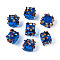 Handmade Lampwork Beads, Bumpy Cube, Royal Blue, 12.5~14.5x12.5~14.5x9.5~11.5mm, Hole: 1.2~1.8mm