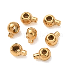 304 Stainless Steel Crimp Beads, Round, Ion Plating(IP), Golden, 4.5x2.5x3.5mm, Hole: 2mm