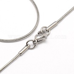 Tarnish Resistant Trendy Men's 304 Stainless Steel Snake Chain Necklaces, with Lobster Clasps, Stainless Steel Color, 17.3 inch(43.9cm), 1.2mm