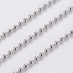 Tarnish Resistant 304 Stainless Steel Ball Chains, with Spool, Round, Stainless Steel Color, 2.4mm, about 65.61 Feet(20m)/roll