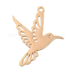 メッキ真鍮細工のペンダントラック  長持ちメッキ  カドミウムフリー＆ニッケルフリー＆鉛フリー  鳥のチャーム  ライトゴールド  21x17x0.3mm  穴：1.2mm