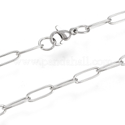 Non-Tarnish 304 Stainless Steel Paperclip Chain Necklace&nbsp;NJEW-M183-04P