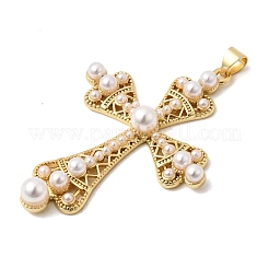 Brass Pave ABS Imitation Pearl Pendants&nbsp;KK-H267-38G