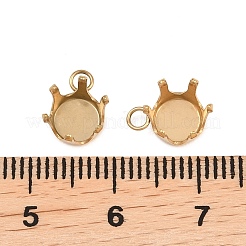 304ステンレススチールペンダントラインストーンクローチャームセッティング  フラットラウンド  18KGP本金メッキ  トレイ：5.5mm  9.5x6.5x6mm  穴：2mm&nbsp;STAS-B121-01B-G