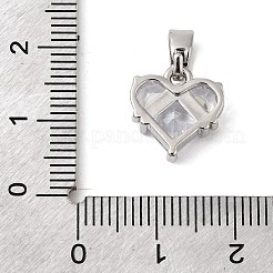 真鍮製マイクロパヴェキュービックジルコニアチャーム  ハート  プラチナ  透明  13x12.5x4mm  穴：6x3mm&nbsp;KK-C141-01P-02