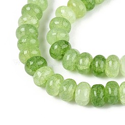 ガラスビーズ連売り  模造ペリドット  ロンデル  染め  ライムグリーン  8~8.5x4.5~5mm  穴：1~1.2mm  約155~159個/連  30.12~31.30インチ（76.5~79.5cm）&nbsp;X-GLAA-N059-5x8mm-04
