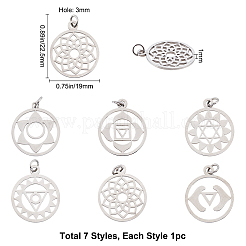 7Pcs 7 Style 304 Stainless Steel Pendants&nbsp;STAS-SC0002-24P