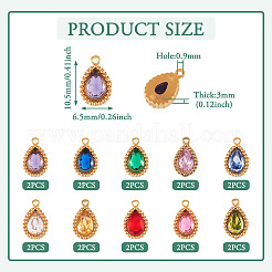 20Pcs 10 Colors 304 Stainless Steel Micro Pave Cubic Zirconia Charms&nbsp;STAS-TA0002-93