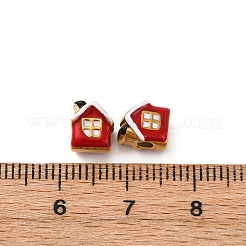 304ステンレススチールエナメルビーズ  ハウス  ファイヤーブリック  7.5x6.5x6.5mm  穴：2mm&nbsp;STAS-Q363-07G