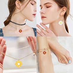 環境にやさしい合金エナメルペンダント20個  カドミウムフリーと鉛フリー＆ニッケルフリー  花  ライトゴールド  ファイヤーブリック  23x20.5x1.2mm  穴：2mm&nbsp;ENAM-YW0005-85A