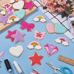24Pcs 12 Styles Embroidery Cloth Iron On/Sew On Patches with Paillette&nbsp;DIY-FG0006-22