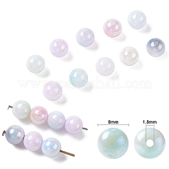 250 個 10 色虹色メッキアクリルビーズ  ラウンド  ミックスカラー  8mm  穴：1.8mm  25個/カラー&nbsp;MACR-CJ0001-66-1