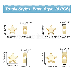 64個4スタイル真鍮ビーズ  スター  ゴールドカラー  4.5~7x5~7.5x2.5~3mm  穴：1.4~1.8mm  16個/スタイル&nbsp;KK-PH0009-39