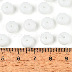 不透明ベーキングペイントガラスシードビーズ  丸い穴  ロンデル  紺碧  8~8.5x5mm  穴：1.2~1.4mm  約865個/ポンド&nbsp;SEED-N008-03A-08