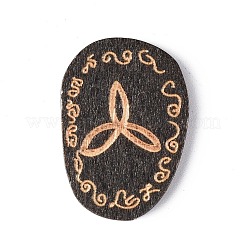木の魔女のルーン文字  瞑想占いのためのジプシーのシンボルが刻まれています。  巾着収納布袋＆三重月女神柄箱付き  ブラック  木のルーン：35x25x4mm  14pc&nbsp;AJEW-E052-02