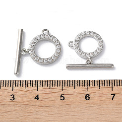 Rack Plating Brass Micro Pave Clear Cubic Zirconia Toggle Clasps&nbsp;KK-M272-11P