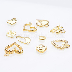 チベットスタイルの合金のチャームとペンダント  ハート  黄金＆黄金のアンティーク  13.5x7x3cm  150個/箱&nbsp;TIBEP-PH0005-03