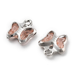 ガラスチャーム  蝶  真鍮パーツ  長持ちメッキ  プラチナ  モカシン  8.5x7x2mm  穴：1mm&nbsp;KK-R216-19P-07