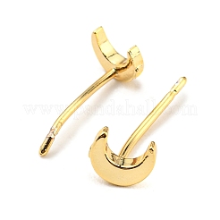 女性のための真鍮の小さな三日月のスタッドピアス  18KGP本金メッキ  5x4mm  ピン：0.8mm&nbsp;EJEW-P211-09G