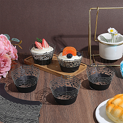 音符のカップケーキの包み紙  レーザーカットライナー、芸術的なベーキングカップラップ  結婚式のパーティーの誕生日の装飾に  ブラック  210x50x0.3mm&nbsp;AJEW-WH0871-27