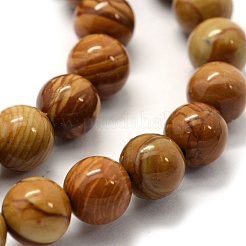天然木レースストーン木製ジャスパービーズ連売り  ラウンド  10mm  穴：1mm  約38個/連  14.9インチ（38cm）&nbsp;X-G-G763-05-10mm
