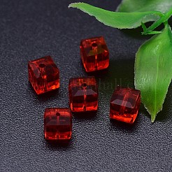 ファセットキューブK9ガラス  模造オーストリアクリスタルビーズ連売り  グレードAAA  レッド  6x6mm  穴：0.7~0.9mm  約68個/連  15.7インチ&nbsp;G-M184-6x6mm-06A